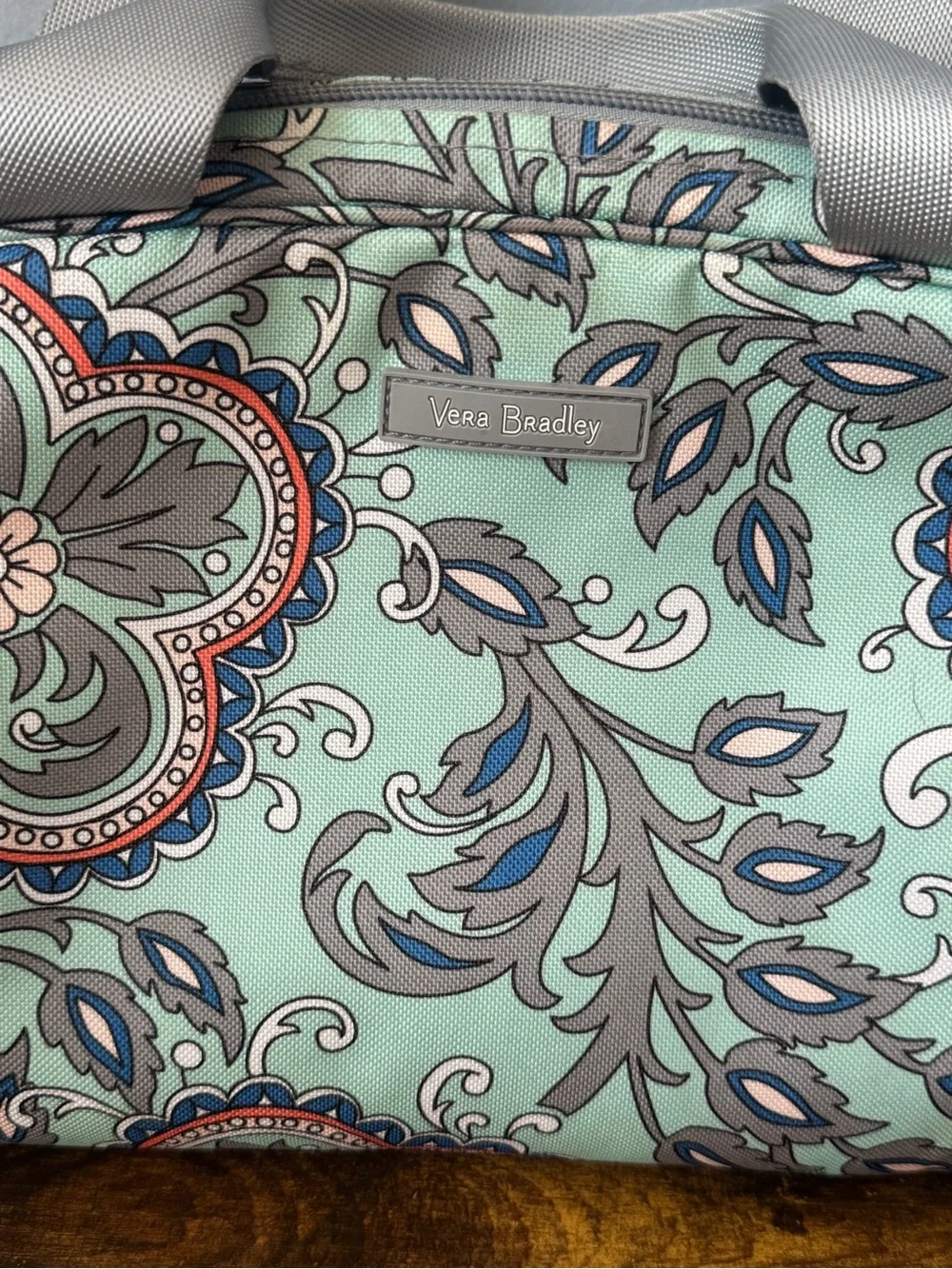 Vera‎ Bradley Insulated Lunch Tote Mint Green Paisley Floral Lunch Bag Zip
